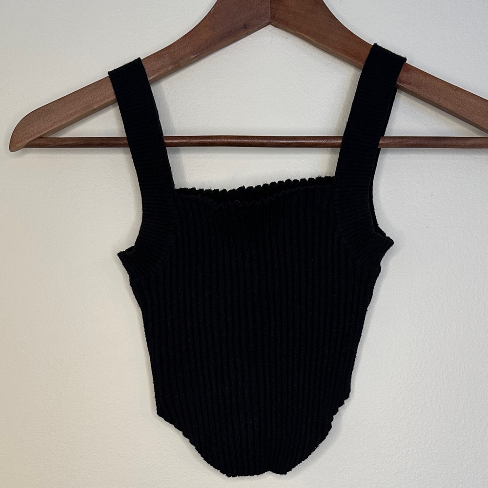 Kendall and Kylie Black Ribbed Top